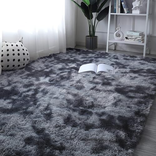 ROCYJULIN Area Rug 5x7 for Bedroom, Fluffy 5x7 Area Rugs for Living Room, Ultra Soft 5x7 Rug Non-Slip Shag Fuzzy Rug for Nursery, Kids, Girls, Boys, Grey