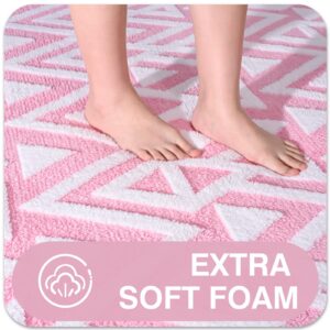 Ompaa Ultra Soft Shaggy Rugs Memory Foam Bedroom Carpet, Pink 3 x 5 Feet, Plush Geometric Textured Area Rugs for Living Room Couch Dorm Bedside Kids Girls Teens Room Nursery Decor Floor Mat