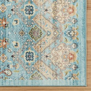 Gertmenian Printed Indoor Boho Area Rug - Non Slip, Ultra Thin, Super Strong, Tufted Rug - Home Décor for Entryway, Bedroom, Living Room - 5x7 Standard, Tanis Sage, 25046