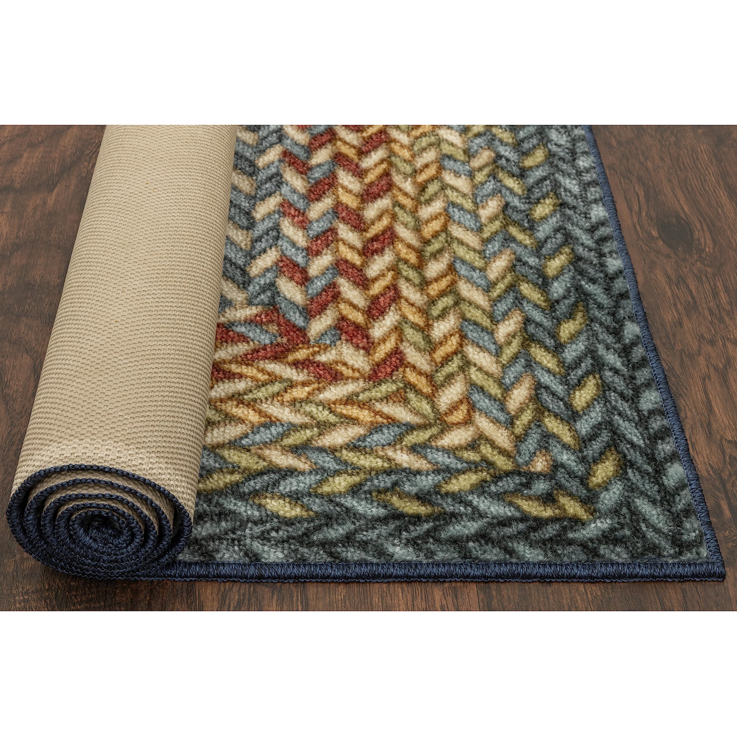 Maples Rugs Marion Braid Livingroom & Bedroom Rugs Non Skid Area Carpet [Made in USA], Multi, 5' x 7'