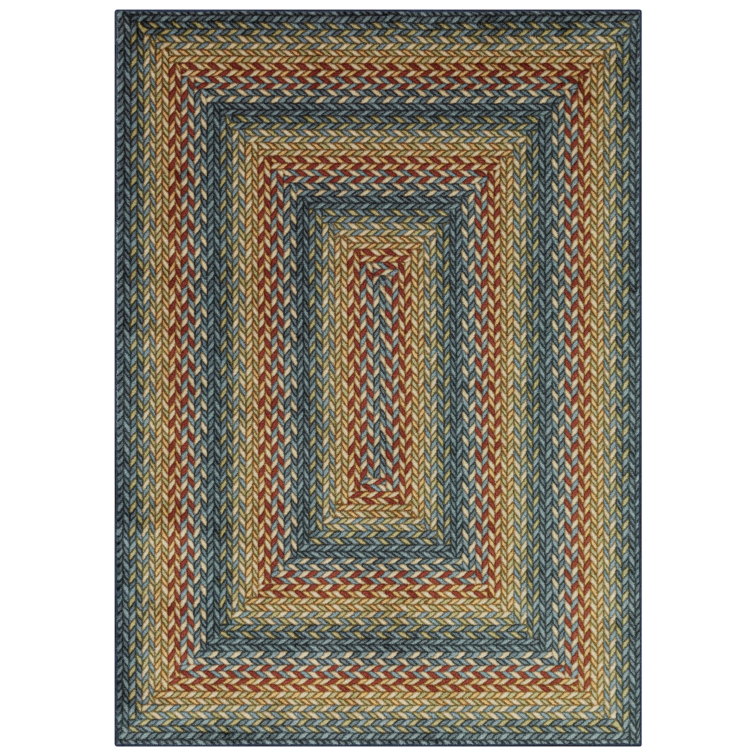 Maples Rugs Marion Braid Livingroom & Bedroom Rugs Non Skid Area Carpet [Made in USA], Multi, 5' x 7'