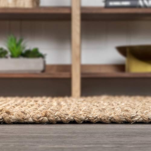 JONATHAN Y NRF102A-5 Pata Hand Woven Chunky Jute Indoor Area Rug Bohemian Farmhouse Easy-Cleaning Bedroom Kitchen Living Room Non Shedding, 5 ft x 8 ft, Natural Color