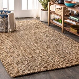 jonathan y nrf102a-5 pata hand woven chunky jute indoor area rug bohemian farmhouse easy-cleaning bedroom kitchen living room non shedding, 5 ft x 8 ft, natural color