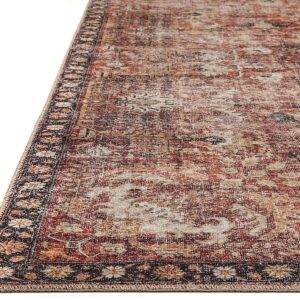 Valenrug Washable Rug 5x7 - Ultra-Thin Antique Collection Area Rug, Stain Resistant Rugs for Living Room Bedroom, Distressed Vintage Rug(Orange, 5'x7')