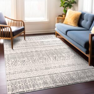 Rugshop Geometric Boho Perfect for high traffic areas of your Living Room,Bedroom,Home office,Kitchen Area Rug 5' x 7' Gray