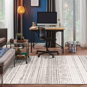 Rugshop Geometric Boho Perfect for high traffic areas of your Living Room,Bedroom,Home office,Kitchen Area Rug 5' x 7' Gray