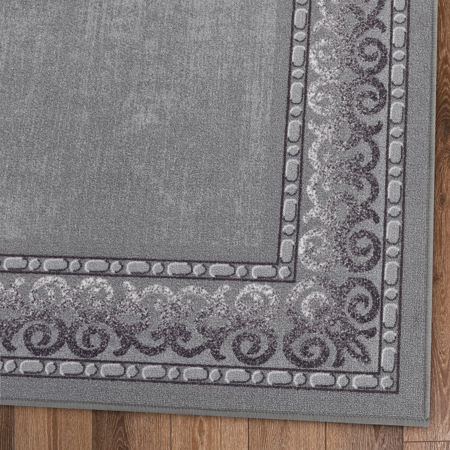 Antep Rugs Alfombras Bordered Modern 5x7 Non-Slip (Non-Skid) Low Pile Rubber Backing Indoor Area Rug (Gray, 5' x 7')