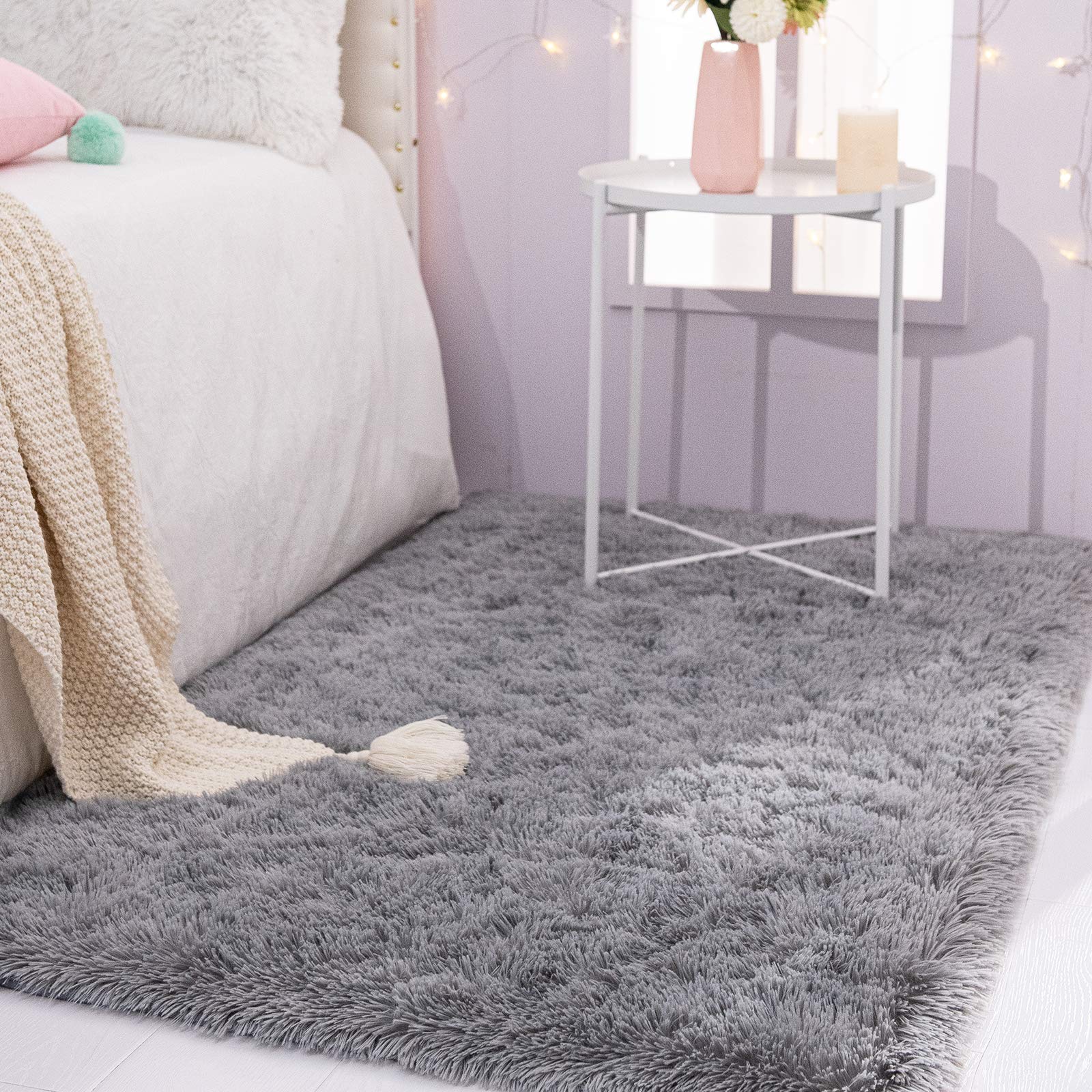 TWINNIS Super Soft Shaggy Rugs Fluffy Carpets, 3x5 Feet, Indoor Modern Plush Area Rugs for Living Room Bedroom Kids Room Nursery Home Decor, Upgrade Anti-Skid Rectangular Fuzzy Rug, Grey