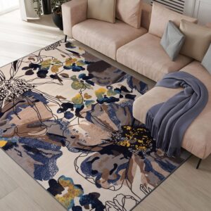 Rugshop Modern Bright Flowers Non-Slip (Non-Skid) Area Rug 5 X 7 (5' 3" X 7' 3") Cream