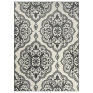 maples rugs vivian medallion area rugs for living room & bedroom [made in usa], 5 x 7, grey