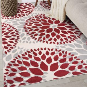 rugshop modern floral circles design for living room,bedroom,home office,kitchen non shedding area rug 3'1" x 5' red