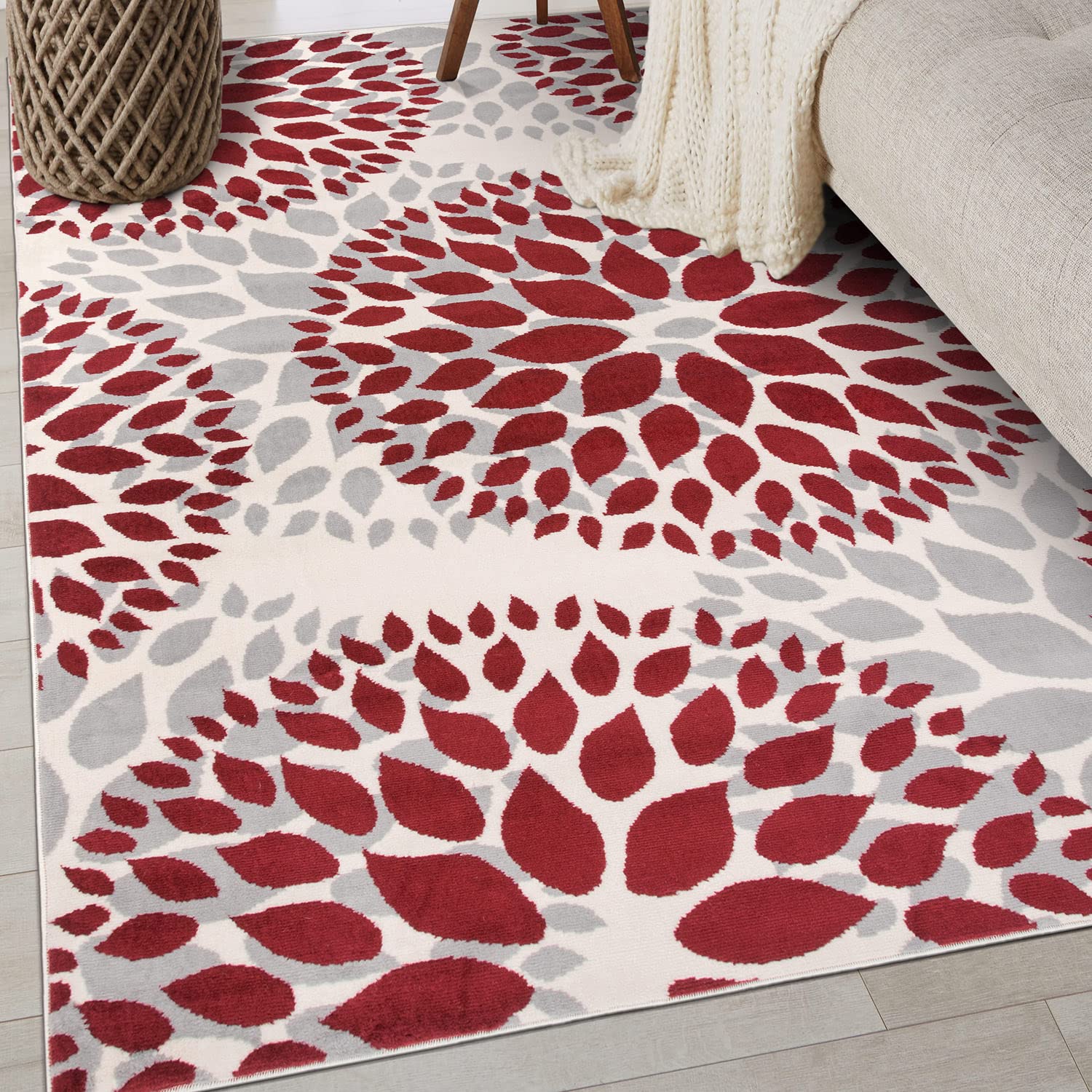 Rugshop Modern Floral Circles Design for Living Room,Bedroom,Home office,Kitchen Non Shedding Area Rug 3'1" x 5' Red