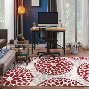 Rugshop Modern Floral Circles Design for Living Room,Bedroom,Home office,Kitchen Non Shedding Area Rug 3'1" x 5' Red