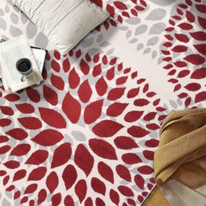 Rugshop Modern Floral Circles Design for Living Room,Bedroom,Home office,Kitchen Non Shedding Area Rug 3'1" x 5' Red