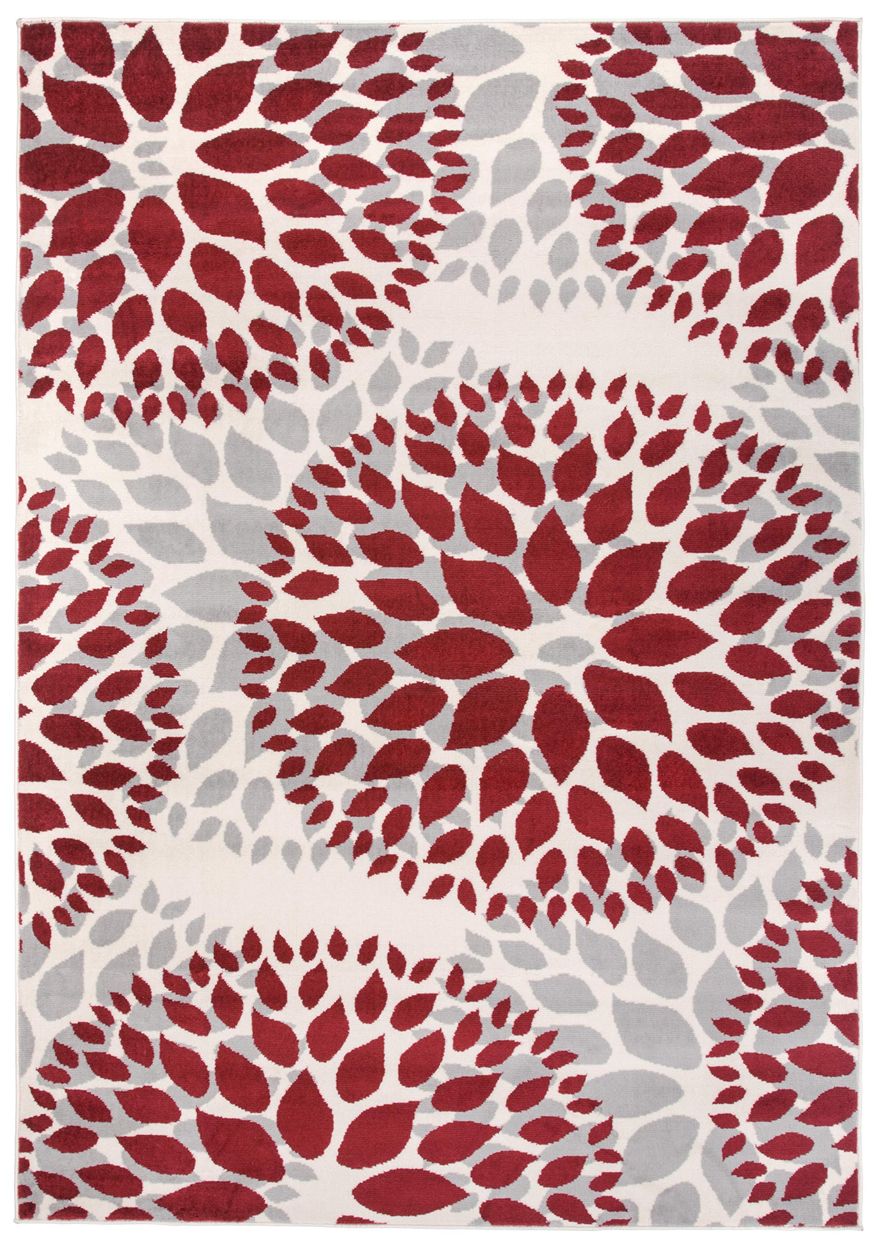 Rugshop Modern Floral Circles Design for Living Room,Bedroom,Home office,Kitchen Non Shedding Area Rug 3'1" x 5' Red