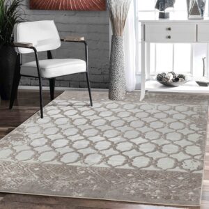 GLORY RUGS Modern Abstract Trellis Area Rug 5x7 Rugs Cream Beige for Home Office Bedroom and Living Room