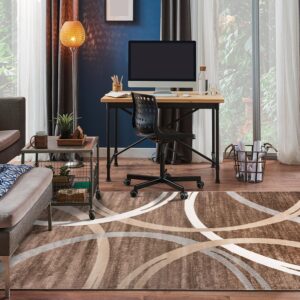 Rugshop Modern Wavy Circles Design Area Rug 3'3" x 5' Brown