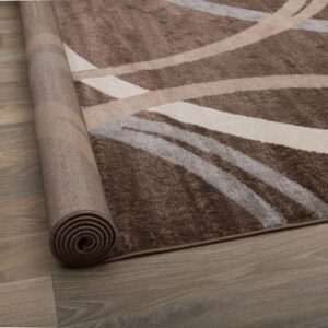 Rugshop Modern Wavy Circles Design Area Rug 3'3" x 5' Brown