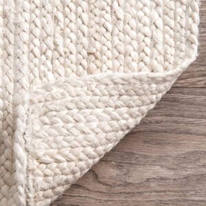 The Knitted Co. 100% Jute Area Rug 5x8 Feet Approx- Braided Design Hand Woven Dyed Off-White Natural Fibers Carpet - Home Decor for Living Room Hallways (5' x 8', Off-White)