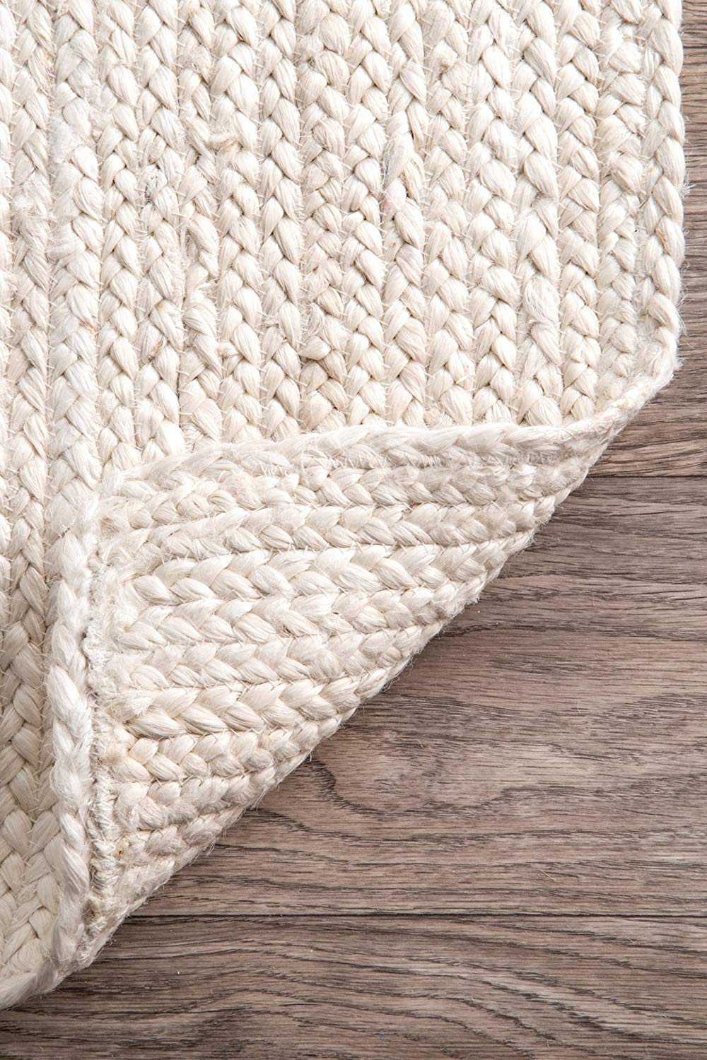 The Knitted Co. 100% Jute Area Rug 5x8 Feet Approx- Braided Design Hand Woven Dyed Off-White Natural Fibers Carpet - Home Decor for Living Room Hallways (5' x 8', Off-White)