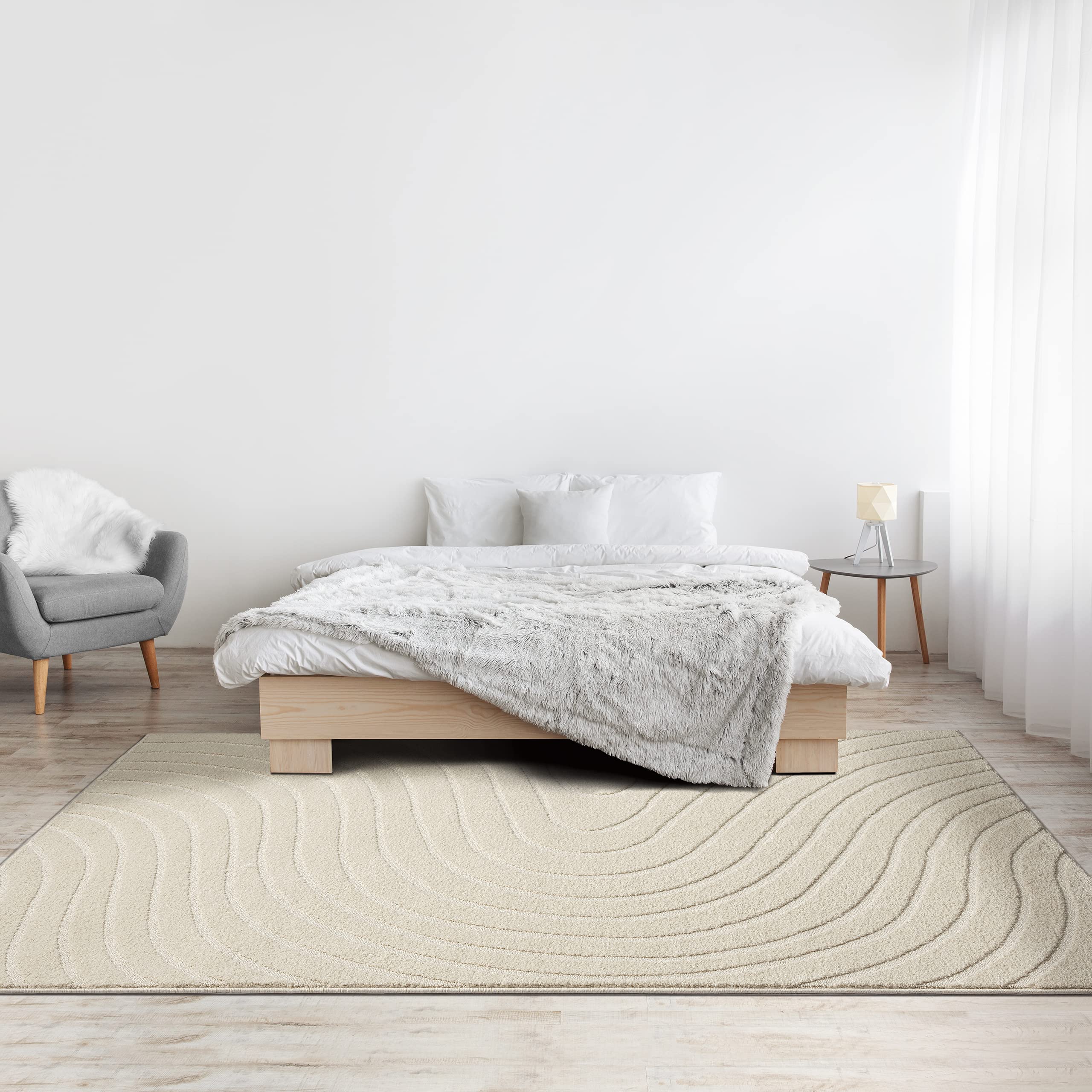 LUXE WEAVERS Modern Geometric Wave Cream 5x7 Area Rug