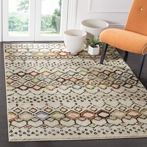 SAFAVIEH Amsterdam Collection Area Rug - 5'1" x 7'6", Ivory & Multi, Moroccan Boho Design, Non-Shedding & Easy Care, Ideal for High Traffic Areas in Living Room, Bedroom (AMS108K)