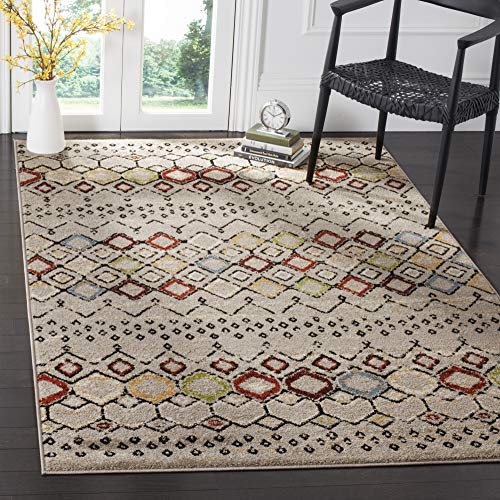 SAFAVIEH Amsterdam Collection Area Rug - 5'1" x 7'6", Ivory & Multi, Moroccan Boho Design, Non-Shedding & Easy Care, Ideal for High Traffic Areas in Living Room, Bedroom (AMS108K)