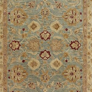 SAFAVIEH Antiquity Collection 5' x 8' Grey Blue / Beige AT822A Handmade Traditional Oriental Premium Wool Area Rug