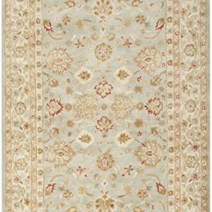 SAFAVIEH Antiquity Collection 5' x 8' Grey Blue / Beige AT822A Handmade Traditional Oriental Premium Wool Area Rug