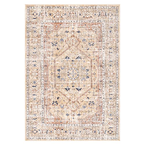 nuLOOM Jacquie Vintage Floral Area Rug - 5x7 Area Rug Transitional Gold/Ivory Rugs for Living Room Bedroom Dining Room Kitchen