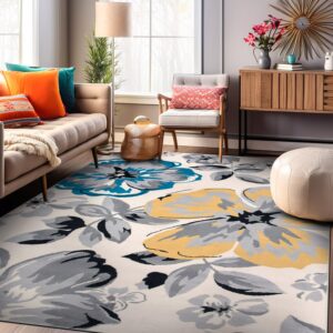 rugshop modern floral design area rug for living room,bedroom,home office,kitchen non shedding area rug 3'1" x 5' cream