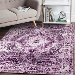 Washable Area Rug 5X7,Purple Bohemian Medallion Area Rug Vintage Living Room Rug Entrance Carpet Non-Slip Throw Rug for Bedroom Living Room Kitchen Laundry Room Entryway