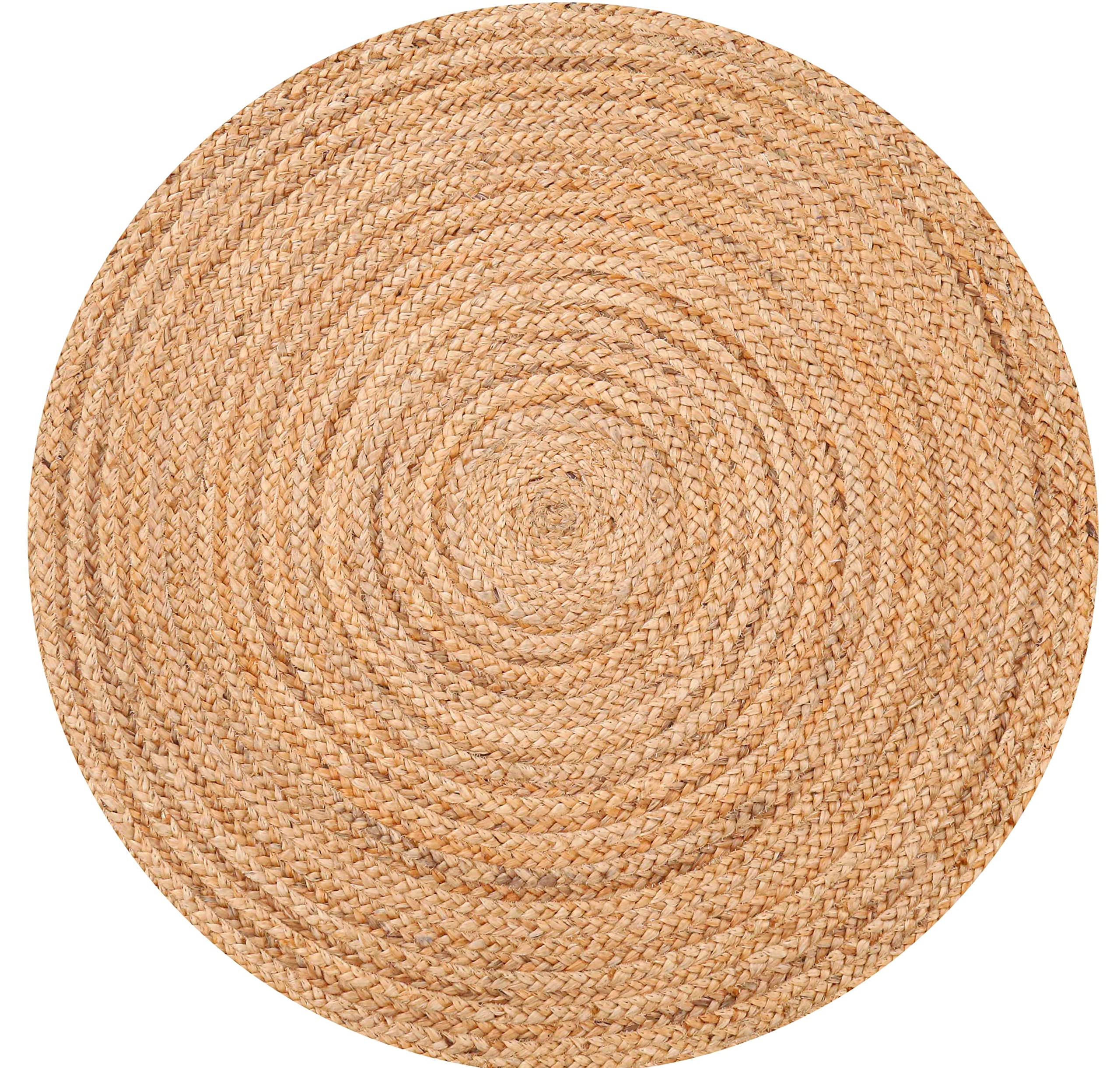 Bedding Craft Jute Rug 4 ft,Hand Woven Rug,Round Natural Yarn, Rustic Vintage Beige Braided Reversible Rug, Eco Friendly Rugs for Bedroom, Kitchen, Living Room