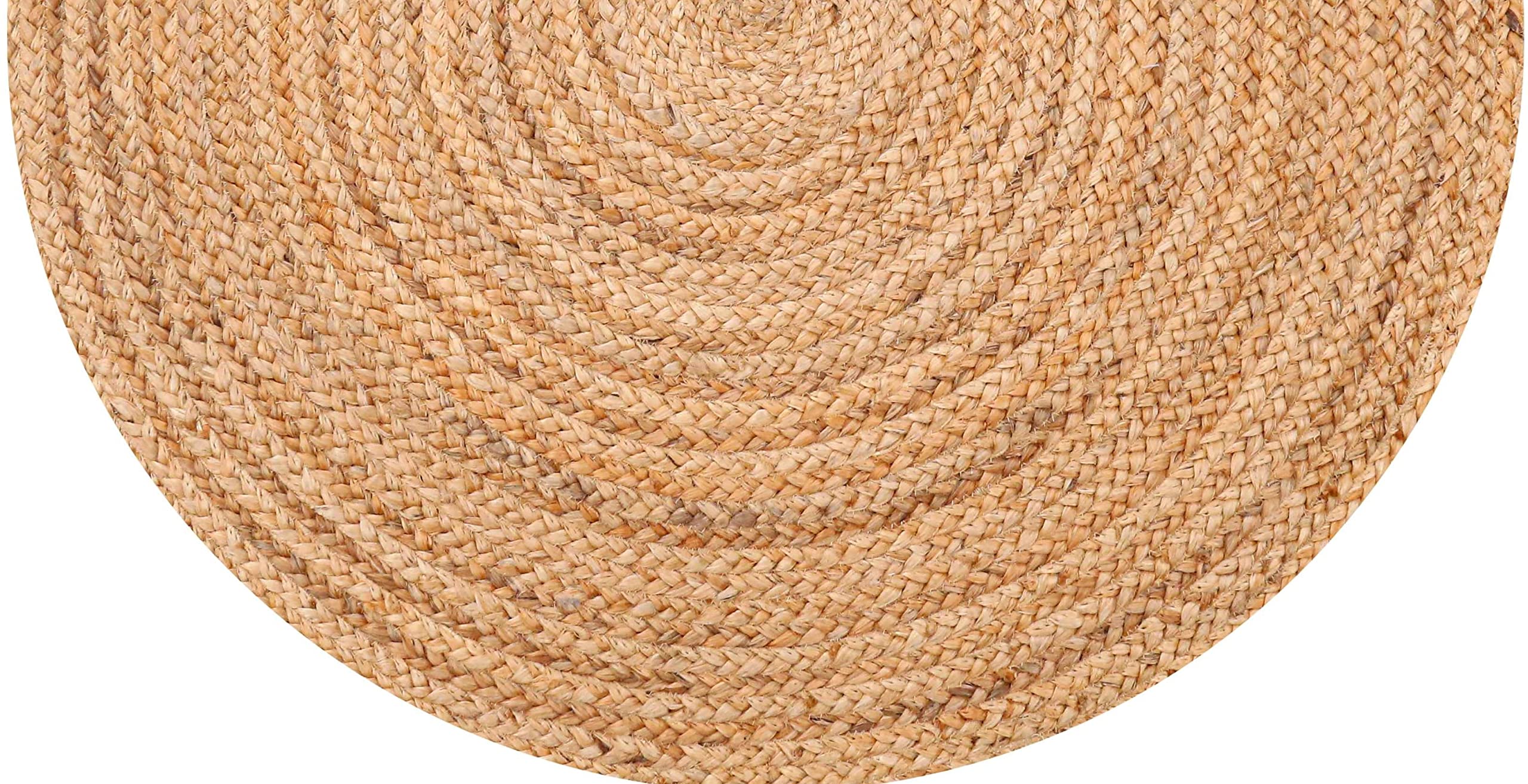 Bedding Craft Jute Rug 4 ft,Hand Woven Rug,Round Natural Yarn, Rustic Vintage Beige Braided Reversible Rug, Eco Friendly Rugs for Bedroom, Kitchen, Living Room