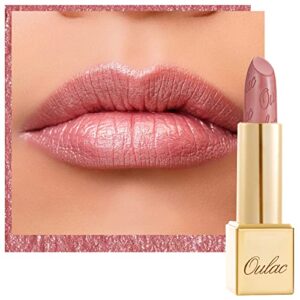 oulac light pink lipstick for women with metallic 3d shine lightweight hydrating formula, high impact lip color, vegan beauty, full coverage lip makeup, baby angel(13)