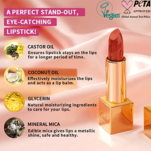 Oulac Light Pink Lipstick for Women with Metallic 3D Shine Lightweight Hydrating Formula, High Impact Lip Color, Vegan Beauty, Full Coverage Lip Makeup, Baby Angel(13)