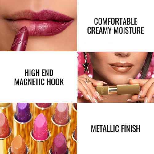 Oulac Light Pink Lipstick for Women with Metallic 3D Shine Lightweight Hydrating Formula, High Impact Lip Color, Vegan Beauty, Full Coverage Lip Makeup, Baby Angel(13)