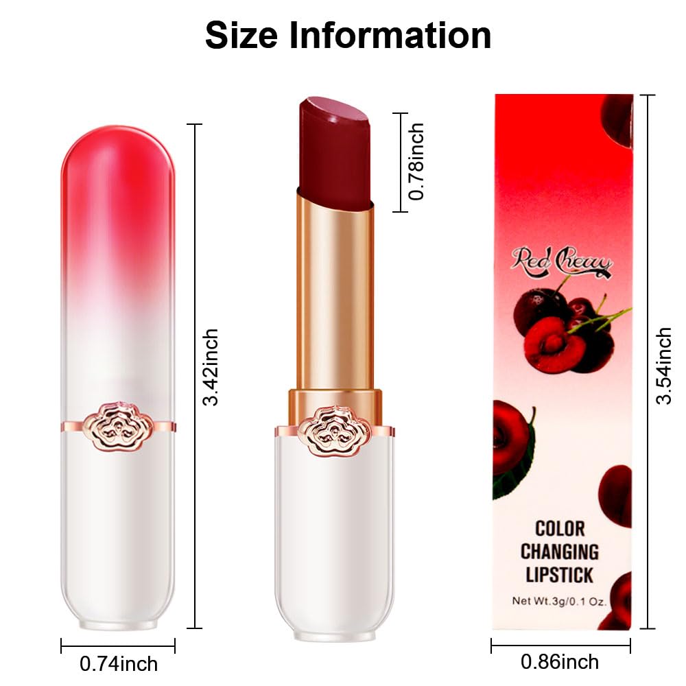 BINGBRUSH 2Pcs Color Changing Lipstick Queen,Long Lasting Lip Care Moisturizer Lip Balm Magic Lip Gloss Lip Tint Stain Glossly Makeup Lipstick Set for Women