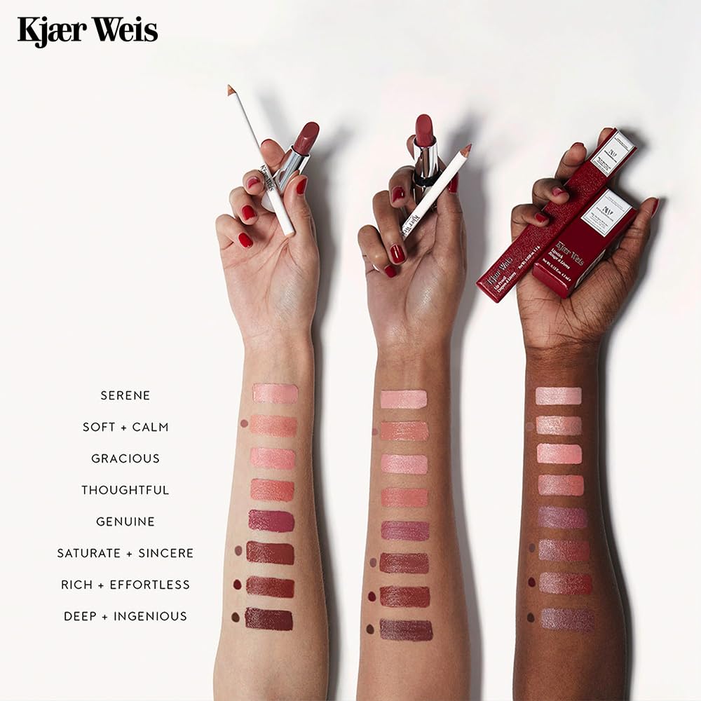 Kjaer Weis Lipstick. Hydrating Nude Lip Color with Soft Satin Finish. Organic, Nourishing Ingredients for Long Lasting Lipstick with Smudge-Proof Wear. Cruelty Free Clean Makeup (Thoughtful Iconic)