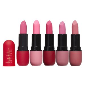 nicole miller matte lipstick collection | 5 piece set | 5 lipsticks in pink shades for stunning, long-lasting