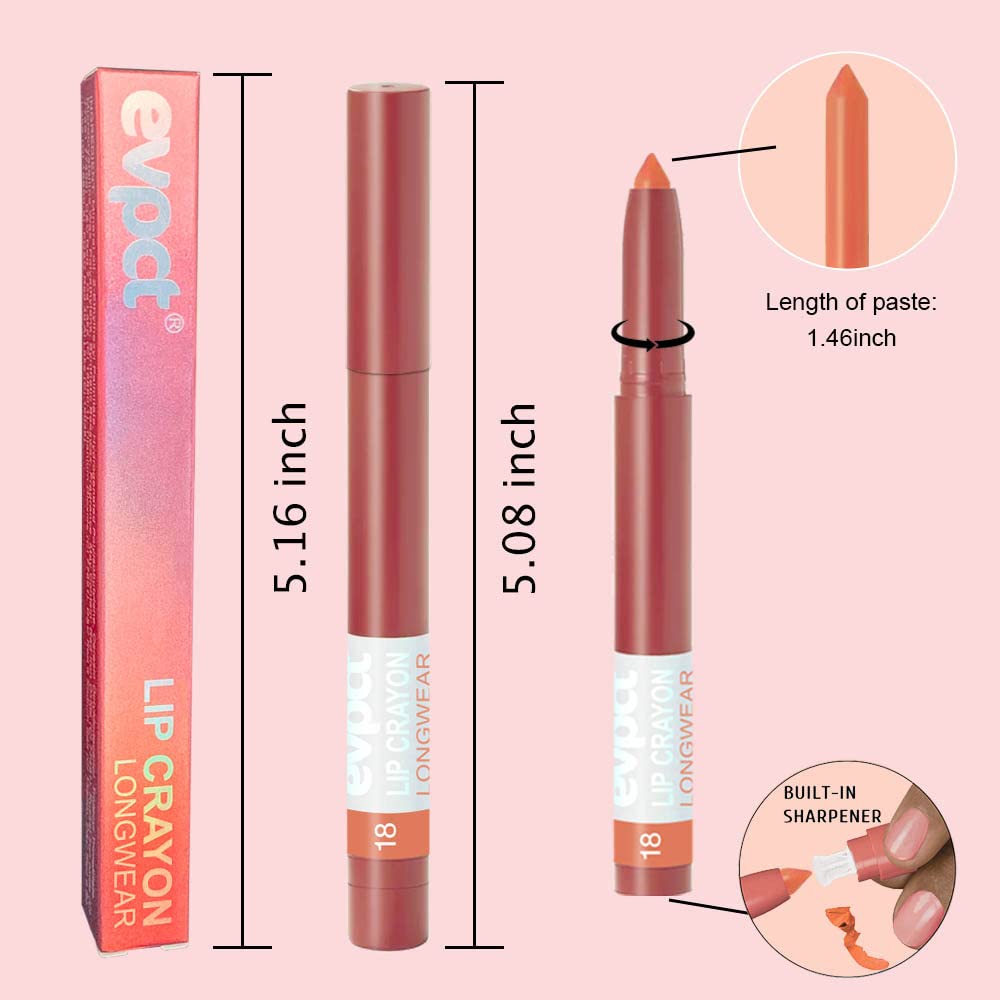 BINGBRUSH 3Pcs Crayon Matte Longwear Lipstick Pack Set,Moisture Smooth Lipliner With Built-in Sharpener Ultimate Lip Crayon for Makeup- Waterproof Velvet Lipgloss Lip Stain