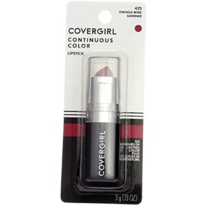 covergirl continuous color lipstick, vintage wine (425), 2 pack