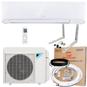 daikin 18,000 btu 18 seer2 entra series ductless mini split heat pump system w/maxwell 16’ installation kit and wall mounting bracket (230v)