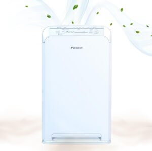 daikin room air purifier, hepa air purifier, air purifier with hepa filter, activated carbon filter, pre-filter and uvc led light, zero ozone product, carb certified, 10.5 x 10.5 x 19.5 in (mcb50ysau)