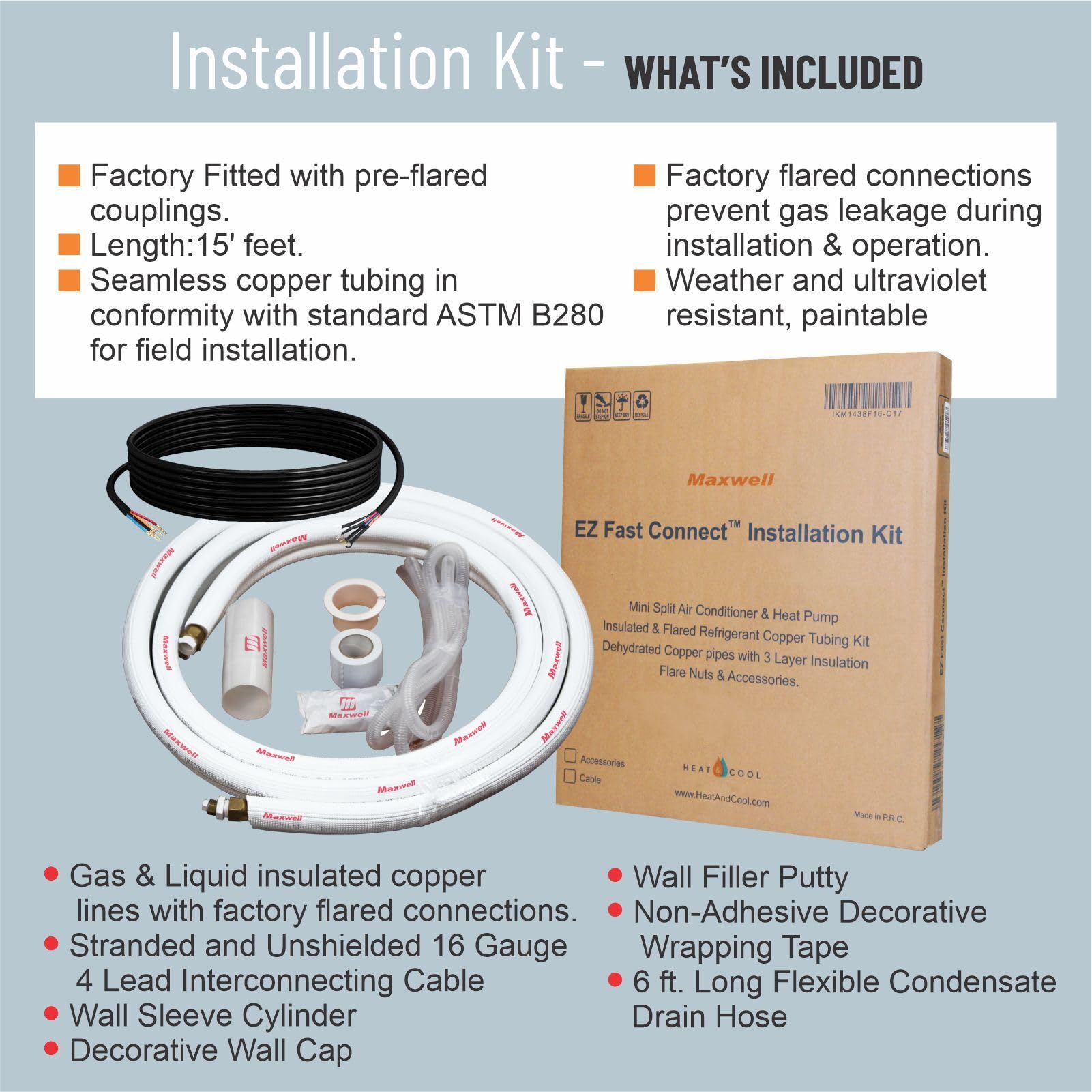 Daikin 9,000 BTU 20 SEER2 OTERRA Series Ductless Mini Split Heat Pump System w/Maxwell 16’ Installation Kit and Wall Mounting Bracket (230V)