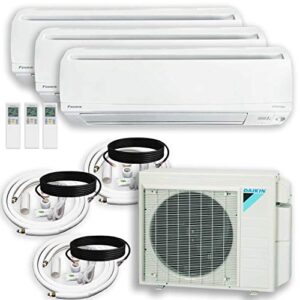 daikin (3 zone) 3mxs air conditioner heat pump + maxwell 15 ft. installation kit + wall bracket (9000 + 12000 + 18000 btu)