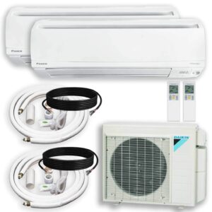 daikin dual (2 zone) air conditioner heat pump + maxwell 15 ft. installation kit + wall bracket (9000 + 15000 btu)