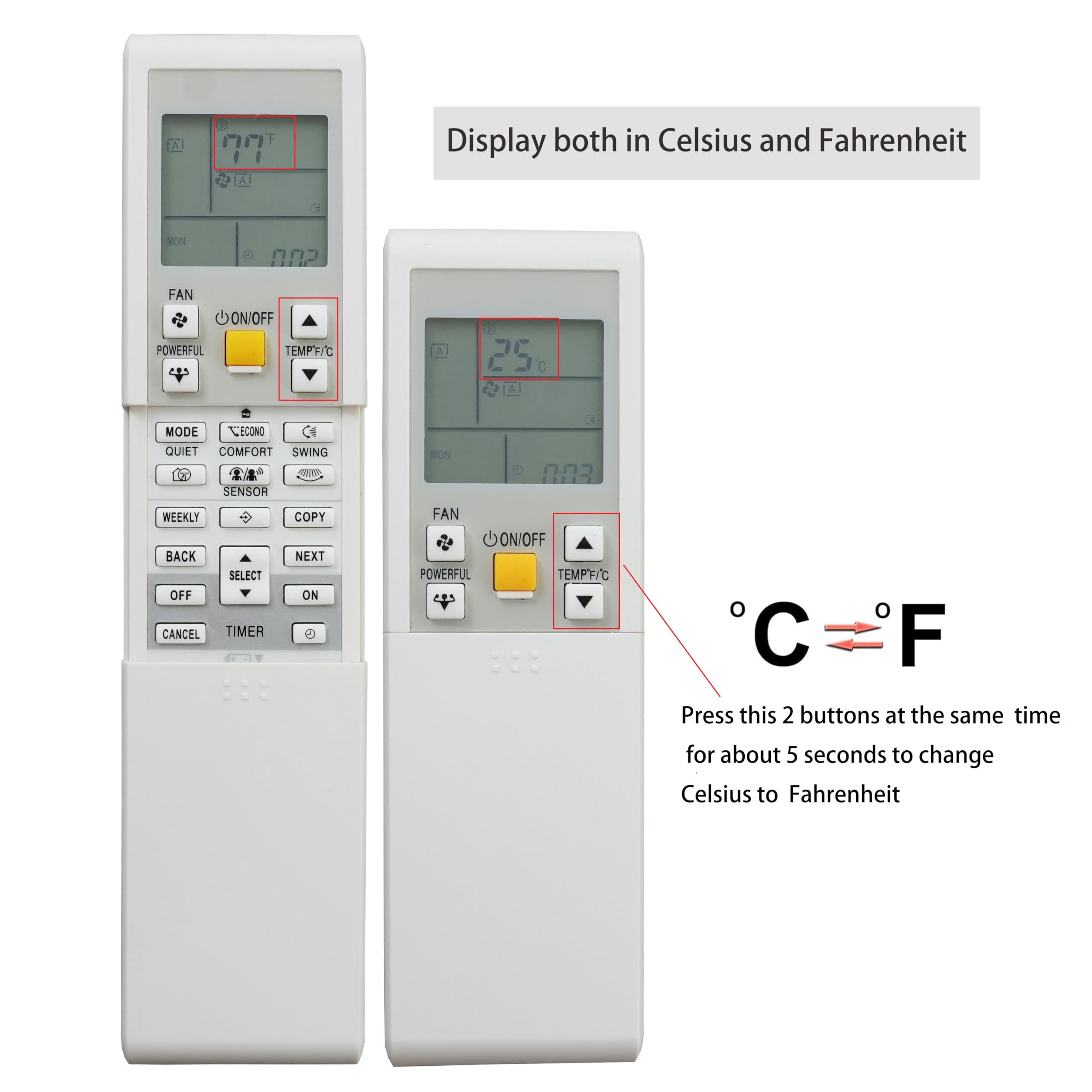 Replacement Remote Control for Daikin FTXS15LVJU FTXS12LVJU FTXS09LVJU FTXL15QMVJU FTXL12QMVJU FTXL09QMVJU ARC452A3 Room Air Conditioner