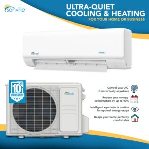 Senville AURA Series Mini Split Air Conditioner Inverter Heat Pump, 24000 BTU, Works with Alexa, Energy Star, White