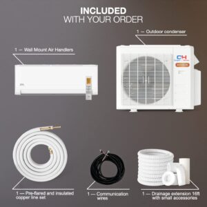 Cooper & Hunter Hyper Heat 12,000 BTU 21 SEER 11 HSPF 230V Ductless Mini-Split Air Conditioners -22F Heat Pump with 16FT Installation Kit